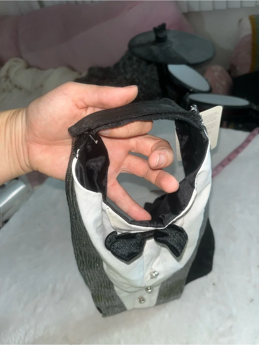 Dog Costume Top Paw Black Pet Tuxedo Formal Suit Small Silver Sequin Accents NWT